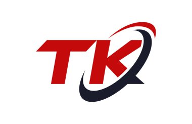 TK Logo Swoosh elips kırmızı mektup vektör kavramı