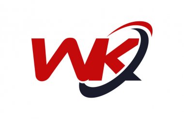 WK Logo Swoosh elips kırmızı mektup vektör kavramı
