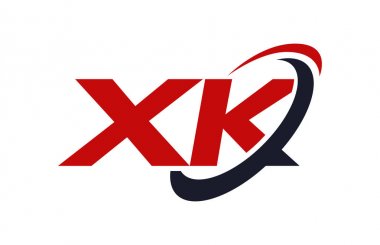 XK Logo Swoosh elips kırmızı mektup vektör kavramı