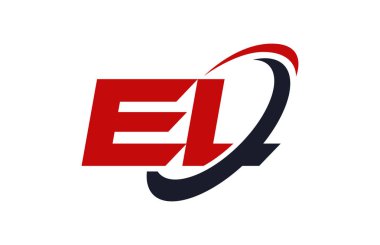 El Logo Swoosh elips kırmızı mektup vektör kavramı