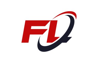 FL Logo Swoosh elips kırmızı mektup vektör kavramı