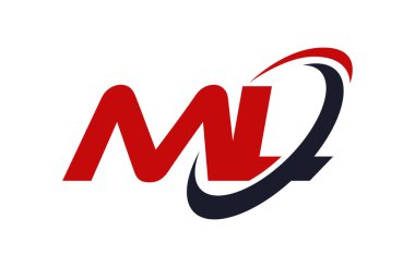 Ml Logo Swoosh elips kırmızı mektup vektör kavramı