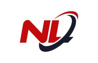 NL Logo Swoosh elips kırmızı mektup vektör kavramı