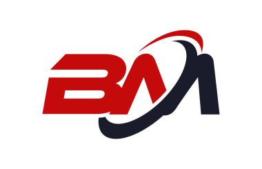 BM logosu Swoosh elips kırmızı mektup vektör kavramı