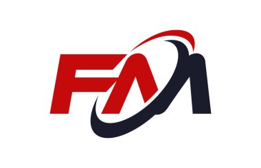 FM Logo Swoosh elips kırmızı mektup vektör kavramı