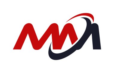 Mm Logo Swoosh elips kırmızı mektup vektör kavramı