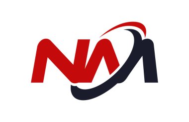 NM Logo Swoosh elips kırmızı mektup vektör kavramı