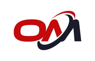 OM Logo Swoosh elips kırmızı mektup vektör kavramı