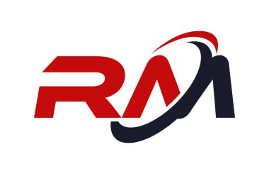 RM Logo Swoosh elips kırmızı mektup vektör kavramı