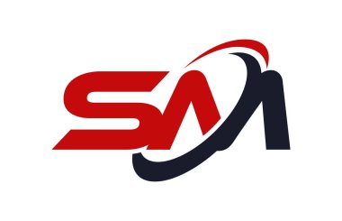 SM Logo Swoosh elips kırmızı mektup vektör kavramı