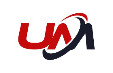 Um Logo Swoosh elips kırmızı mektup vektör kavramı