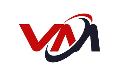 VM Logo Swoosh elips kırmızı mektup vektör kavramı