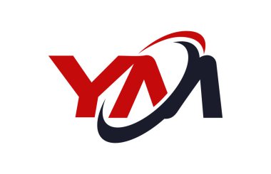 YM Logo Swoosh elips kırmızı mektup vektör kavramı