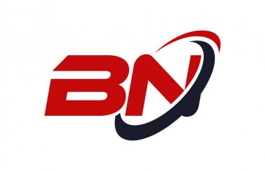 Bn Logo Swoosh elips kırmızı mektup vektör kavramı