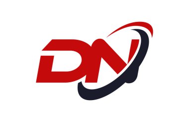 DN Logo Swoosh elips kırmızı mektup vektör kavramı