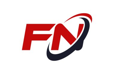 FN Logo Swoosh elips kırmızı mektup vektör kavramı