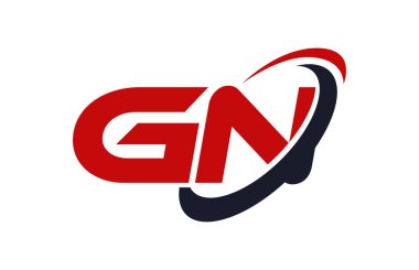 GN Logo Swoosh elips kırmızı mektup vektör kavramı