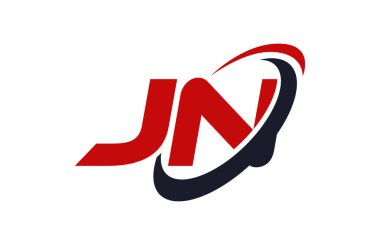 JN Logo Swoosh elips kırmızı mektup vektör kavramı