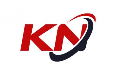 KN Logo Swoosh elips kırmızı mektup vektör kavramı