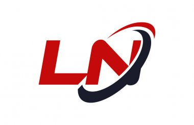 LN Logo Swoosh elips kırmızı mektup vektör kavramı