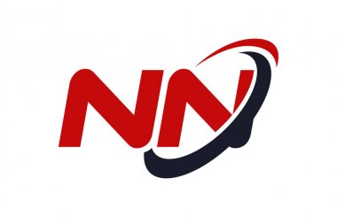NN Logo Swoosh elips kırmızı mektup vektör kavramı