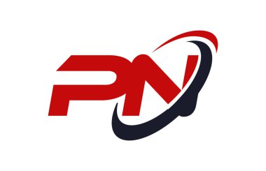 PN Logo Swoosh elips kırmızı mektup vektör kavramı