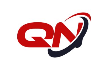 QN Logo Swoosh elips kırmızı mektup vektör kavramı
