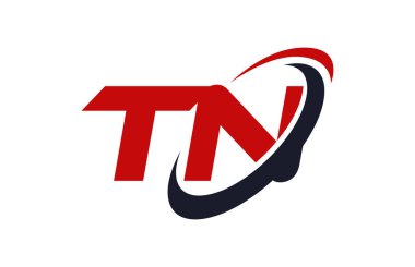 TN Logo Swoosh elips kırmızı mektup vektör kavramı