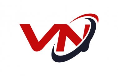 VN Logo Swoosh elips kırmızı mektup vektör kavramı