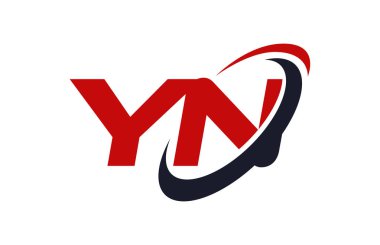 Yn Logo Swoosh elips kırmızı mektup vektör kavramı