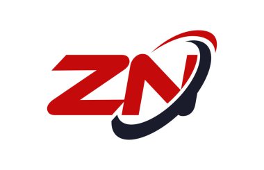 Zn Logo Swoosh elips kırmızı mektup vektör kavramı