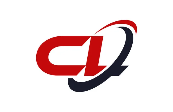 Logo Swoosh Ellisse Rosso Lettera Concetto Vettoriale — Vettoriale Stock