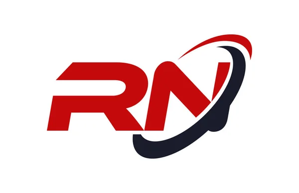 Rns Logo Swoosh Ellips Röd Bokstav Vektor Koncept — Stock vektor