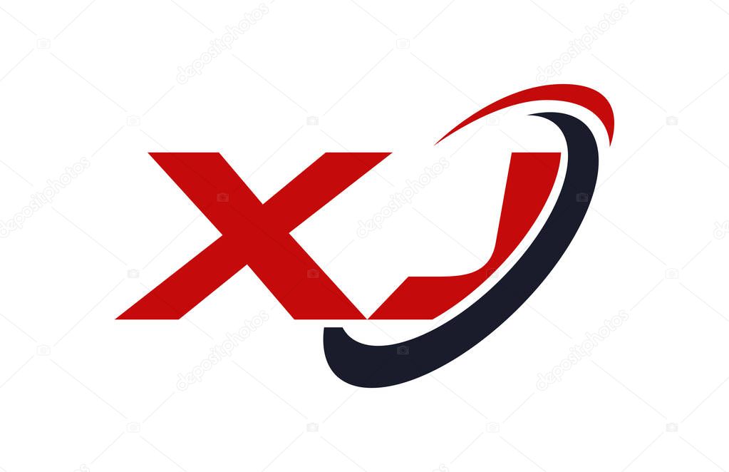 XJ Logo Swoosh Ellipse Red Letter Vector Concept