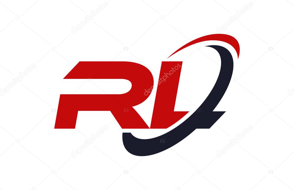 RL Logo Swoosh Ellipse Red Letter Vector Concept