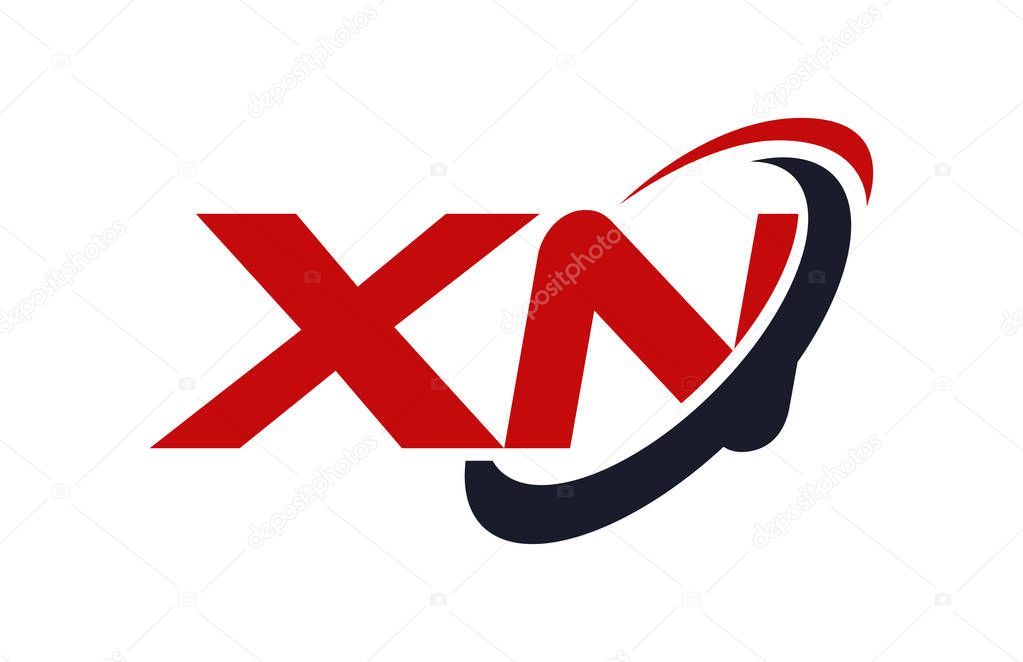 XN Logo Swoosh Ellipse Red Letter Vector Concept