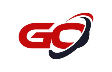 Logo go elips kırmızı mektup vektör kavramı Swoosh