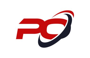 Po Logo Swoosh elips kırmızı mektup vektör kavramı