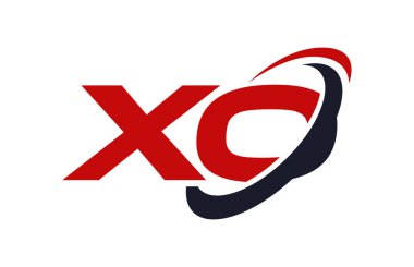 XO Logo Swoosh elips kırmızı mektup vektör kavramı