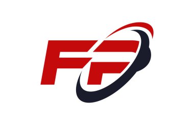 FP Logo Swoosh elips kırmızı mektup vektör kavramı