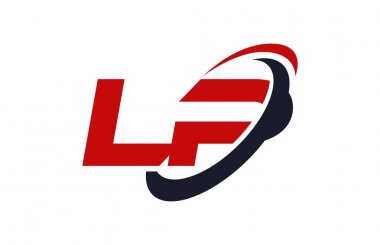 LP Logo Swoosh elips kırmızı mektup vektör kavramı