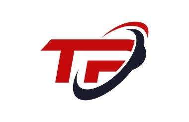 TP Logo Swoosh elips kırmızı mektup vektör kavramı