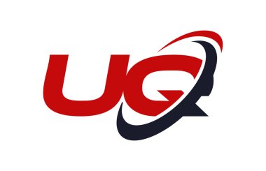 UQ Logo Swoosh elips kırmızı mektup vektör kavramı