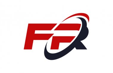 Fr logosu Swoosh elips kırmızı mektup vektör kavramı