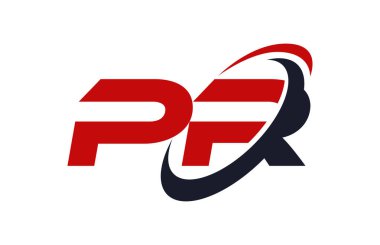 PR Logo Swoosh elips kırmızı mektup vektör kavramı