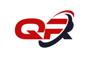 QR Logo Swoosh elips kırmızı mektup vektör kavramı