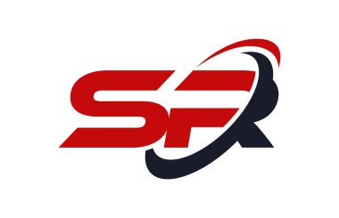 SR Logo Swoosh elips kırmızı mektup vektör kavramı