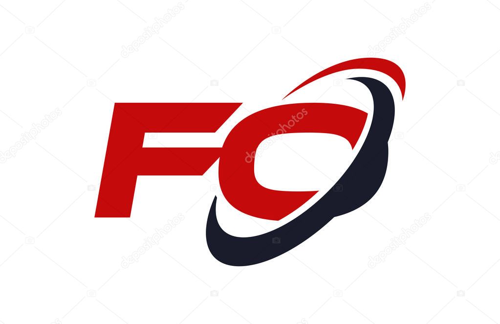 FO Logo Swoosh Ellipse Red Letter Vector Concept