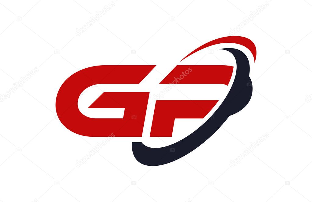 GP Logo Swoosh Ellipse Red Letter Vector Concept