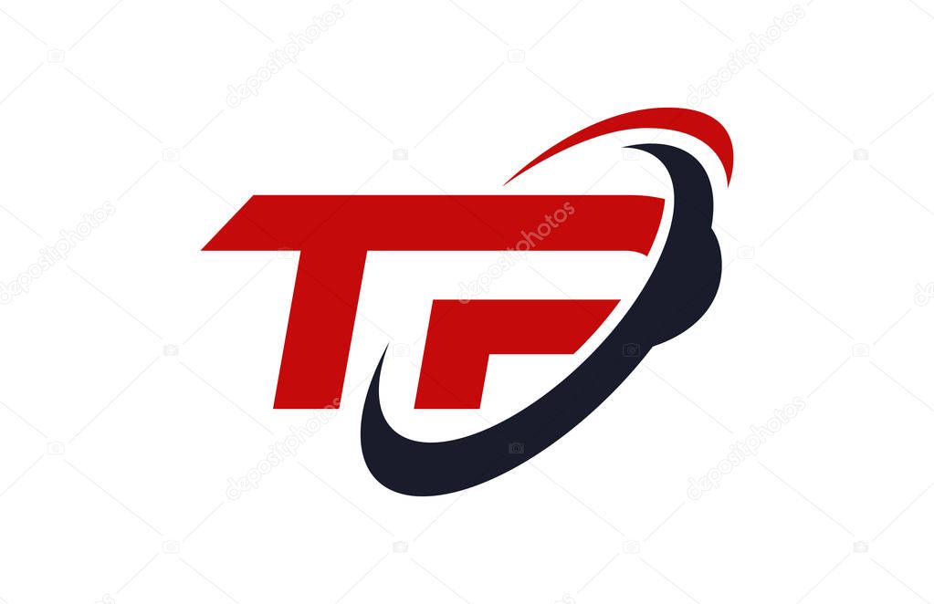 TP Logo Swoosh Ellipse Red Letter Vector Concept